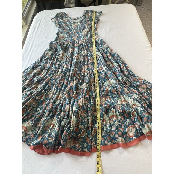 Soft Surroundings Sz XS Kara Floral Maxi Dress in Fiery Teal Blue Jacobean - Picture 13 of 13